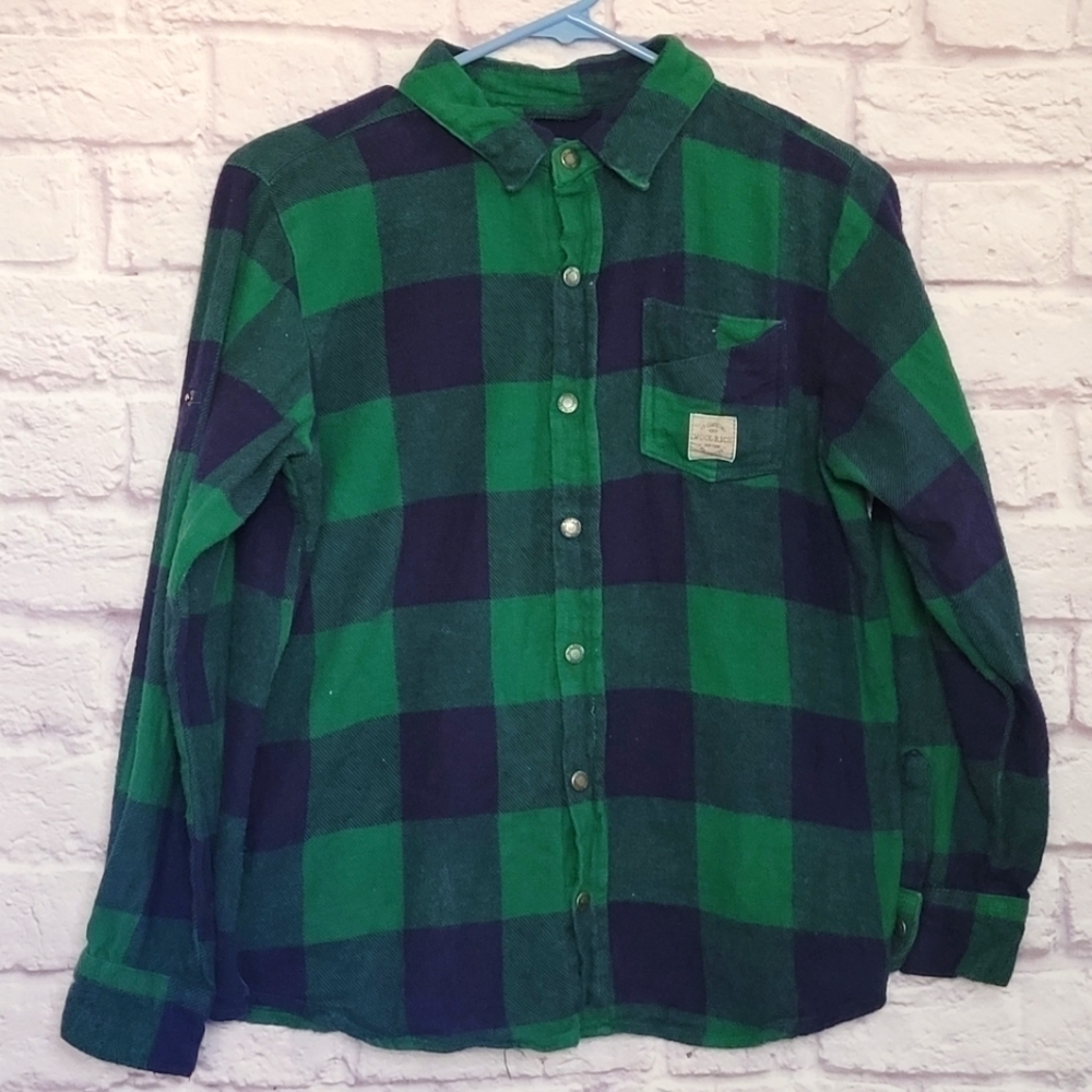 Woolrich Boys 14/16 Buffalo Check Long Sleeve Button Down Snaps, Flannel Shirt - Picture 7 of 9